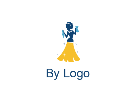 cleaning woman with broom logo