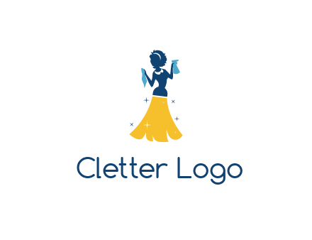 cleaning woman with broom logo