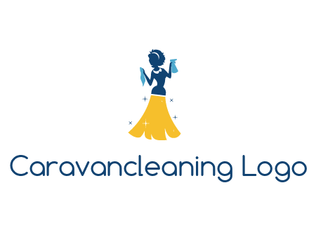 cleaning woman with broom logo