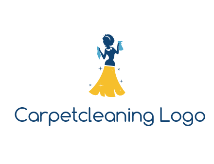 cleaning woman with broom logo