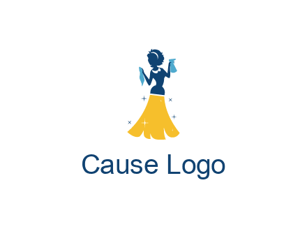 cleaning woman with broom logo