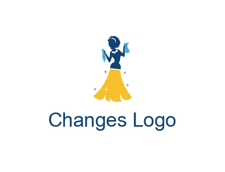 cleaning woman with broom logo