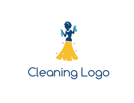 cleaning woman with broom logo