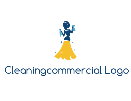 cleaning woman with broom logo