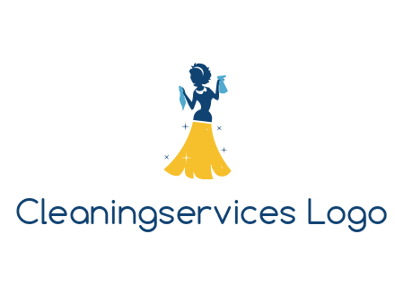 cleaning woman with broom logo