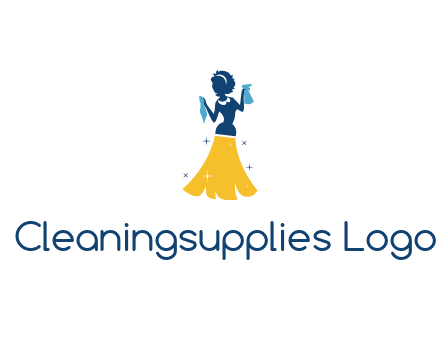 cleaning woman with broom logo