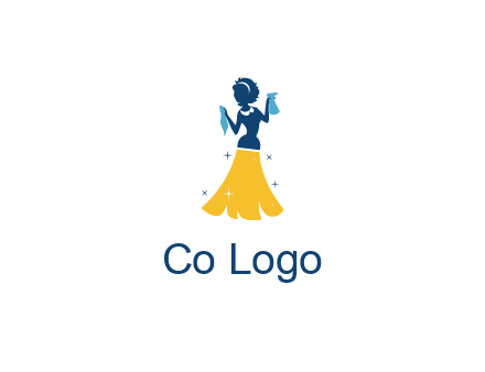 cleaning woman with broom logo