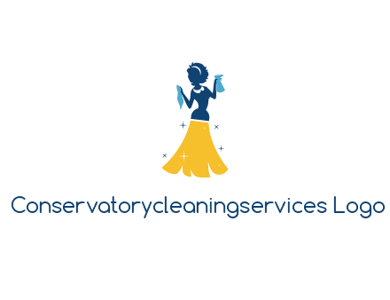 cleaning woman with broom logo