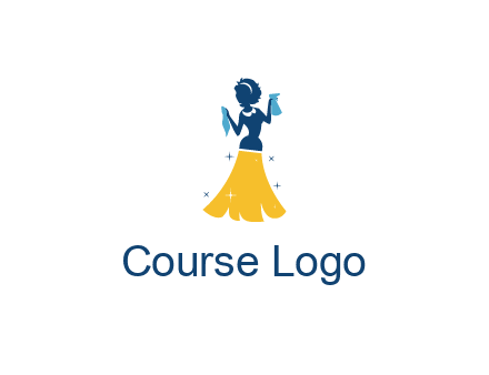 cleaning woman with broom logo