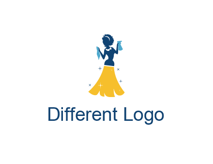 cleaning woman with broom logo