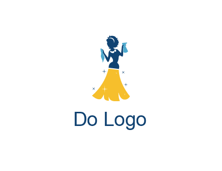cleaning woman with broom logo