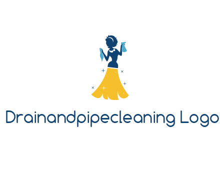 cleaning woman with broom logo