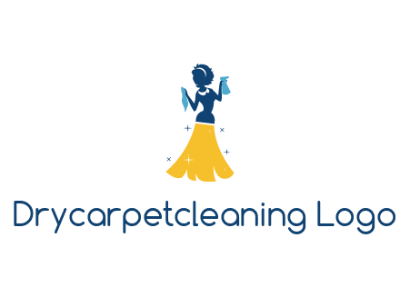 cleaning woman with broom logo