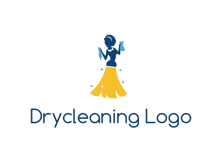 cleaning woman with broom logo