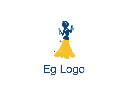 cleaning woman with broom logo