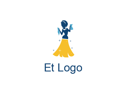 cleaning woman with broom logo
