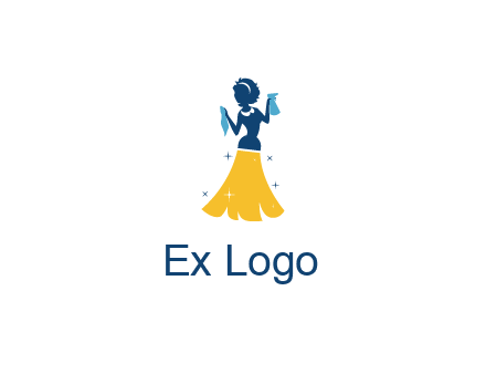 cleaning woman with broom logo