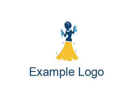 cleaning woman with broom logo