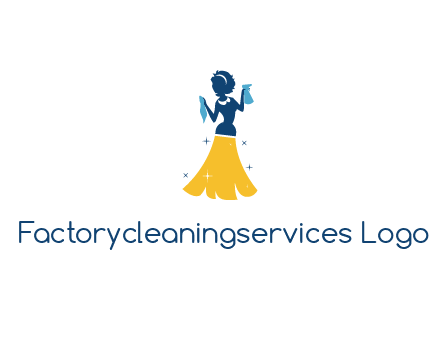 cleaning woman with broom logo