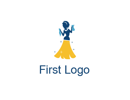 cleaning woman with broom logo