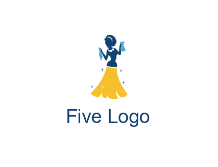 cleaning woman with broom logo