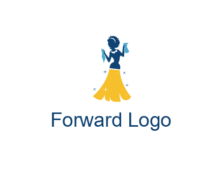 cleaning woman with broom logo