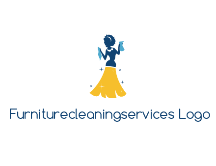 cleaning woman with broom logo