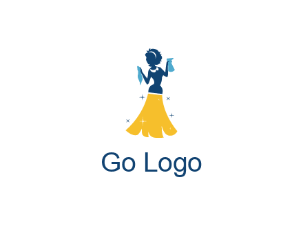 cleaning woman with broom logo