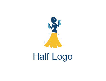 cleaning woman with broom logo