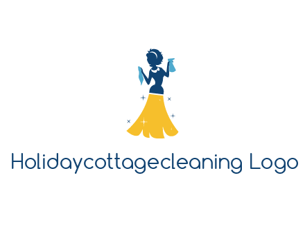 cleaning woman with broom logo