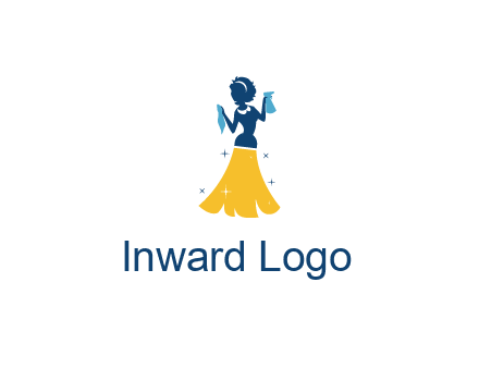 cleaning woman with broom logo