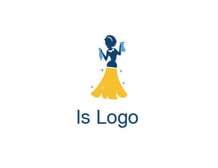cleaning woman with broom logo