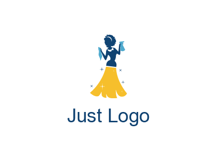 cleaning woman with broom logo
