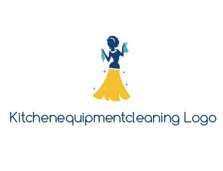 cleaning woman with broom logo