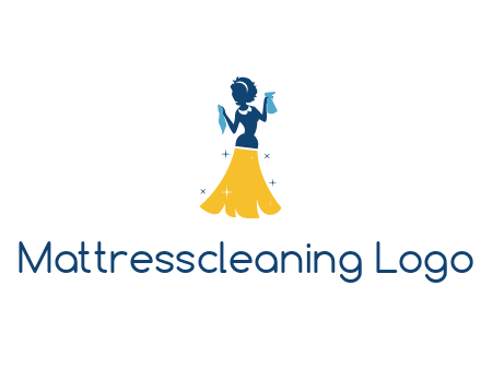 cleaning woman with broom logo