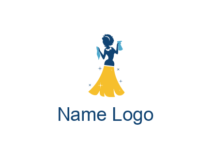 cleaning woman with broom logo