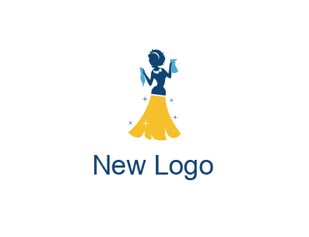 cleaning woman with broom logo