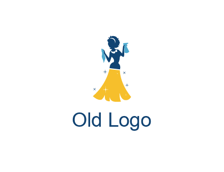 cleaning woman with broom logo