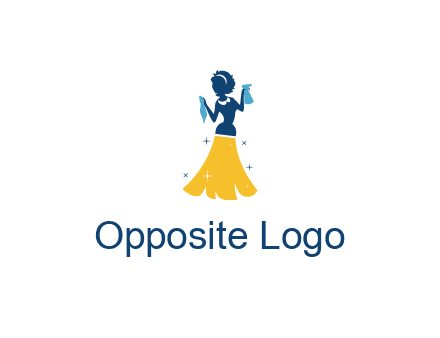 cleaning woman with broom logo