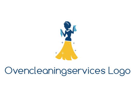 cleaning woman with broom logo