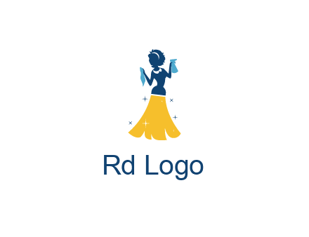 cleaning woman with broom logo