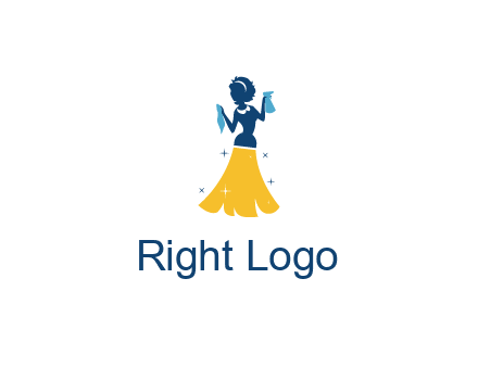 cleaning woman with broom logo
