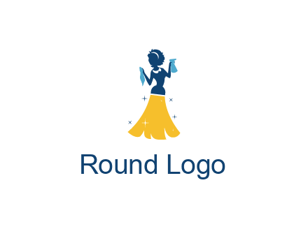 cleaning woman with broom logo