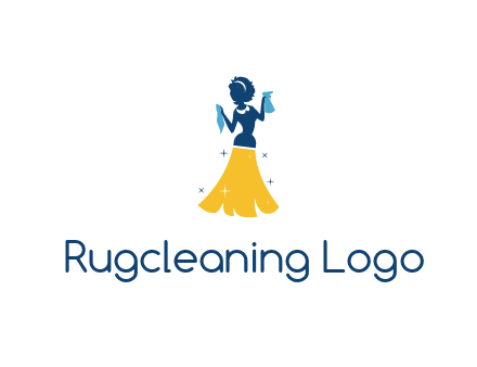 cleaning woman with broom logo