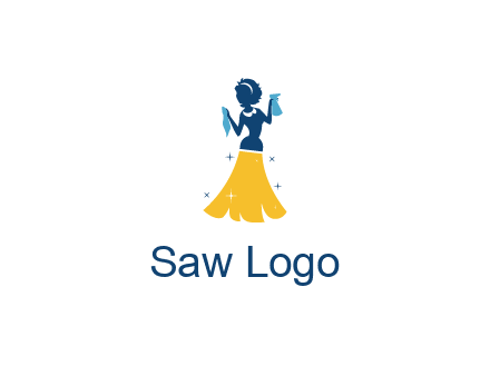 cleaning woman with broom logo