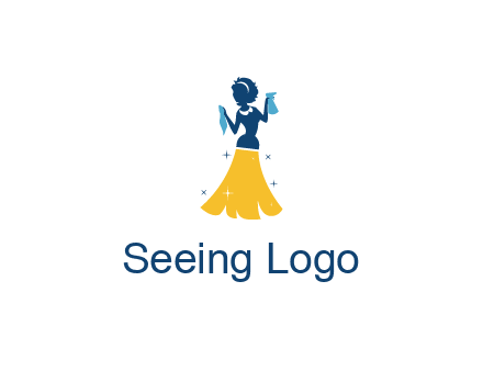 cleaning woman with broom logo
