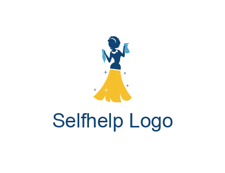 cleaning woman with broom logo