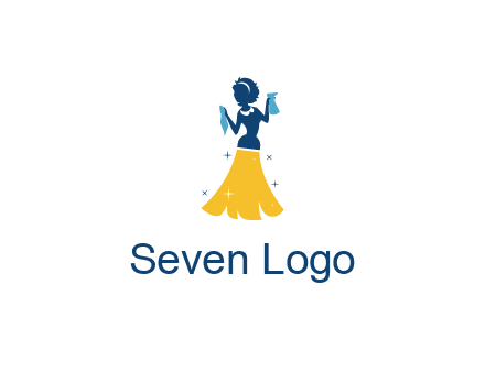 cleaning woman with broom logo