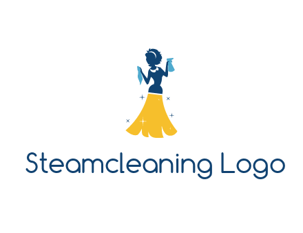 cleaning woman with broom logo