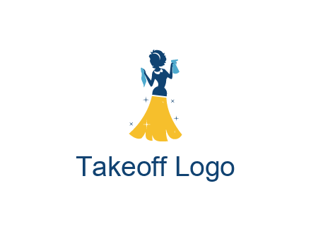 cleaning woman with broom logo